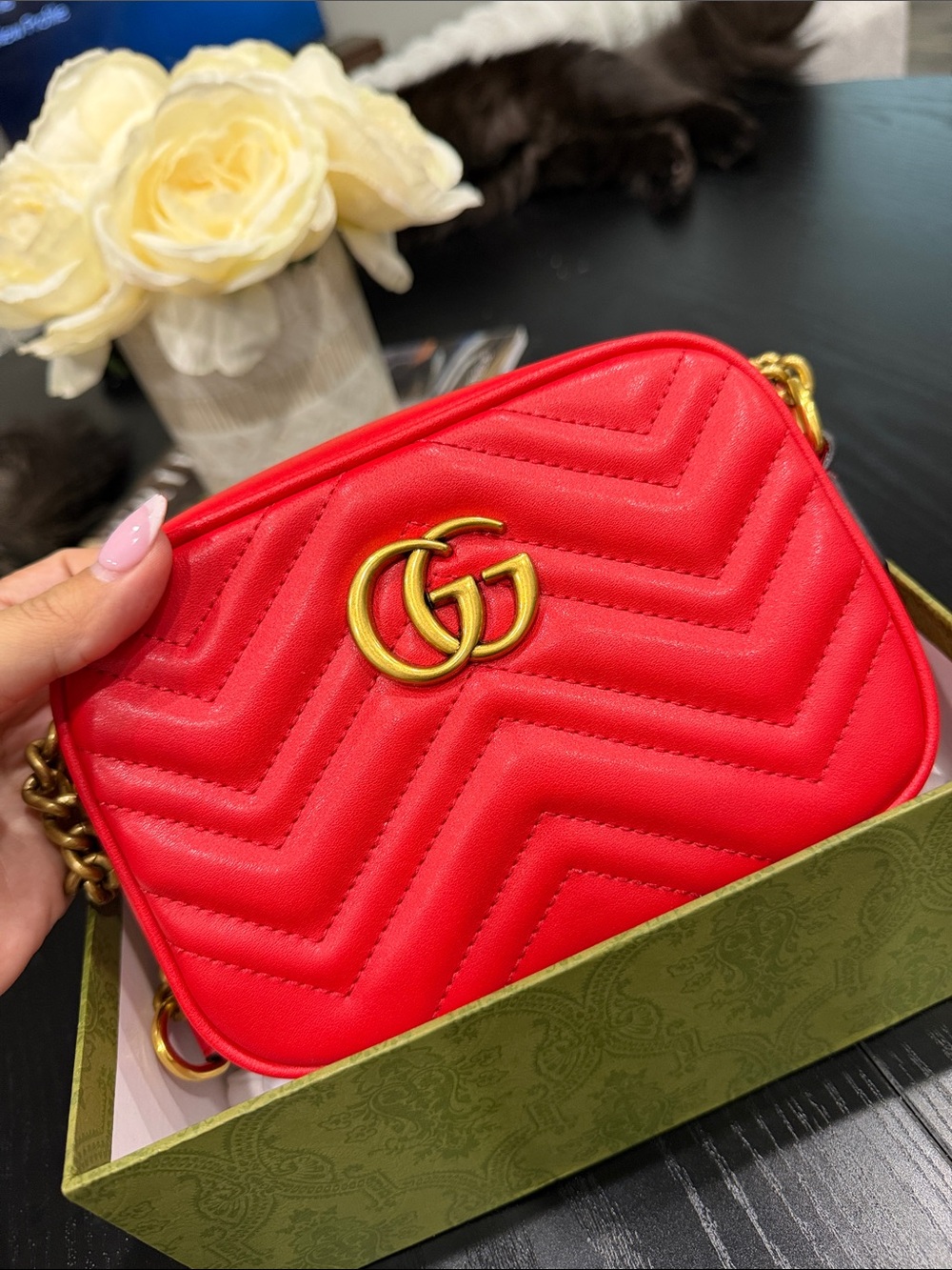Red quilted crossbody